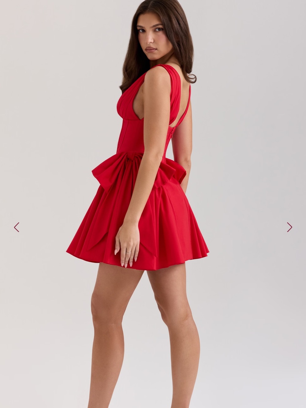 House of CB Red Plunge Corset Mini Dress - Picture 2 of 3